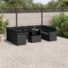vidaXL 10-delige Loungeset met kussens poly rattan zwart