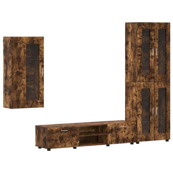 vidaXL Tv-meubelset met lade FLORIN Gerookt eiken Bewerkt hout