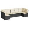 vidaXL 7-delige Loungeset met kussens poly rattan zwart