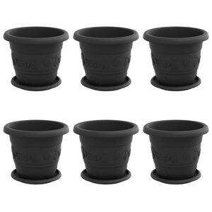 vidaXL Plantenpotten 6 pcs Zwart &Oslash; 26 x 21.5 cm Kunststof
