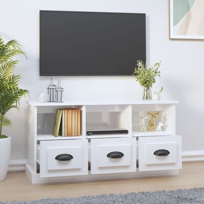 vidaXL Tv-meubel 100x35x50 cm bewerkt hout hoogglans wit