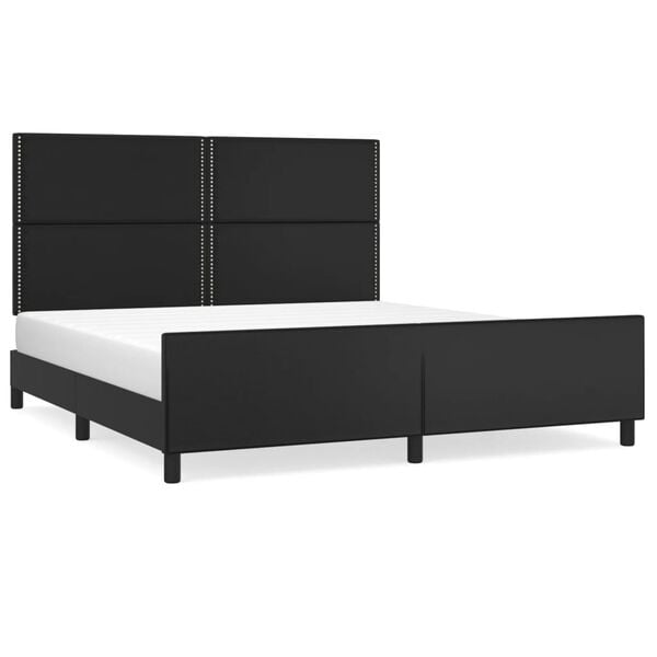 vidaXL Bedframe met hoofdbord kunstleer zwart 180x200 cm