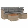 vidaXL 5-delige Loungeset met kussens poly rattan beige