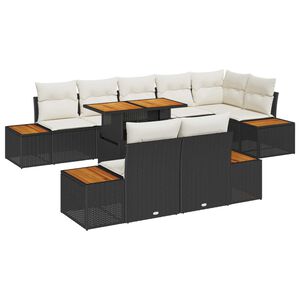 vidaXL Tuinbankenset 9 st Zwart en Beige