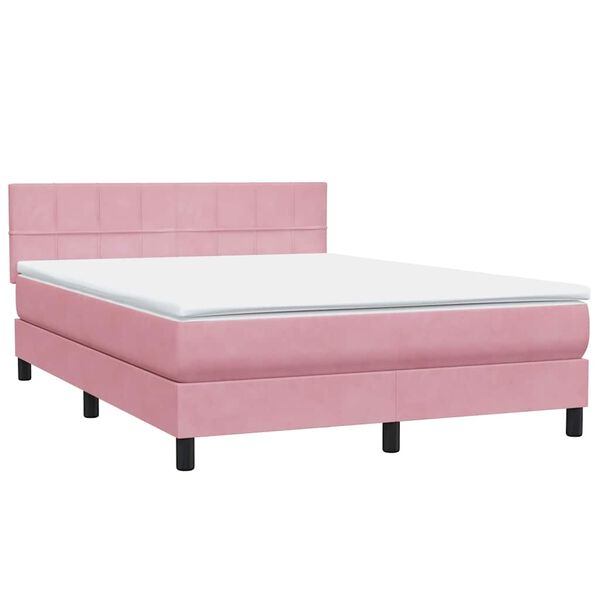 vidaXL Boxspring met matras fluweel roze 160x220 cm
