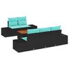 vidaXL Tuinbankenset 6 st Zwart en Turquoise poly rattan