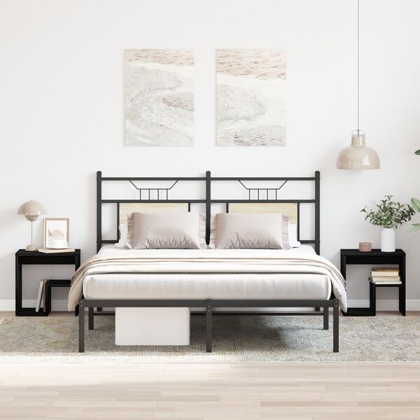 vidaXL Nachtkastje 2 pcs Zwart Eiken 40 x 30 x 40 cm Bewerkt hout