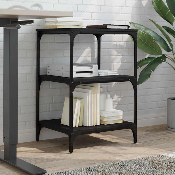 vidaXL Printerkastje 3-laags 50x41x75 cm bewerkt hout zwart