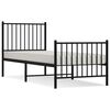 vidaXL Bedframe met hoofd- en voeteneinde metaal zwart 75x190 cm