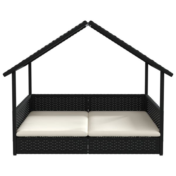 vidaXL Hondenhok met kussen poly rattan