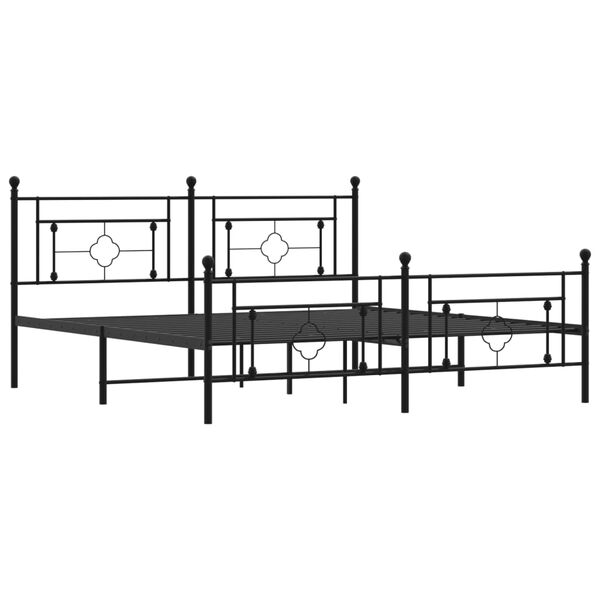 vidaXL Bedframe met hoofd- en voeteneinde metaal zwart 183x213 cm
