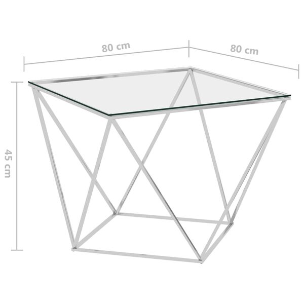 vidaXL Salontafel 80x80x45 cm roestvrij staal zilverkleurig