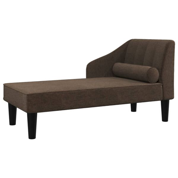 vidaXL Chaise longue met bolster stof donkerbruin