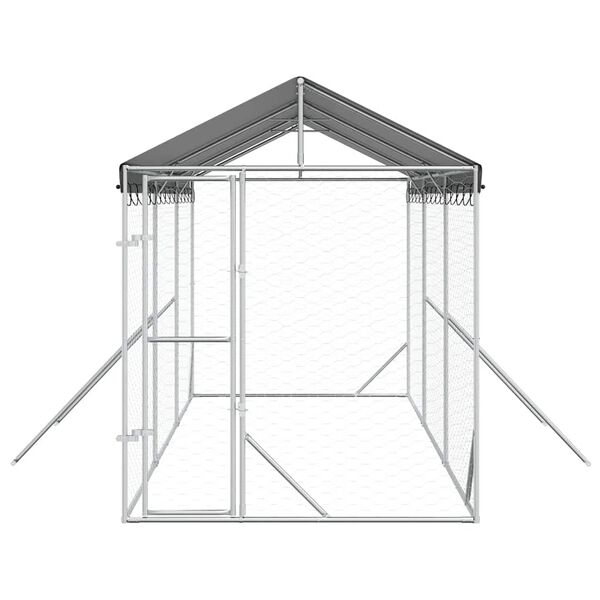 vidaXL Hondenkennel met dak 2x6x2,5 m gegalvaniseerd staal zilver