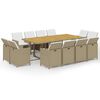 vidaXL 13-delige Tuinset met kussens poly rattan beige
