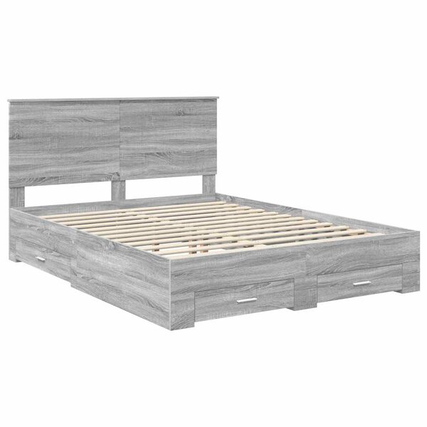 vidaXL Bedframe met hoofdeinde Grijs Sonoma 150 x 200 cm Bewerkt hout