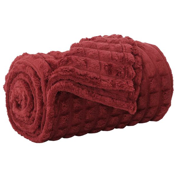 vidaXL Gooi Deken Bordeaux Rood 240 x 220 cm Fleece