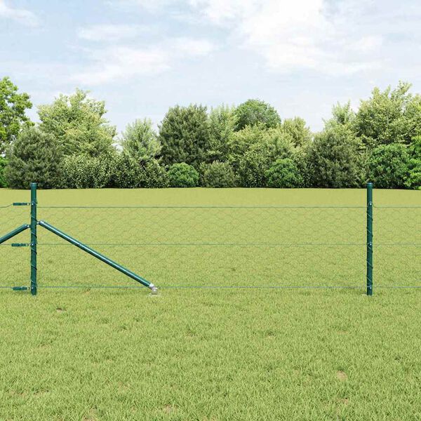 vidaXL Afrasteringspaal Groen 10 x 0,5 m (50 mm gaas) Staal en PVC