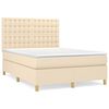 vidaXL Boxspring met matras stof cr&egrave;mekleurig 140x190 cm