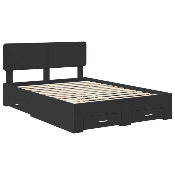 vidaXL Bedframe met hoofdeinde Zwart 150 x 200 cm Bewerkt hout