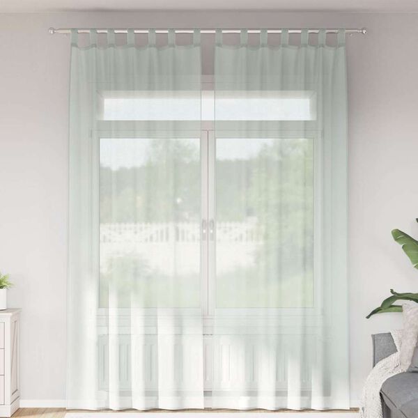 vidaXL Gordijnen voile met lussen 2 st 140x260 cm lichtgrijs