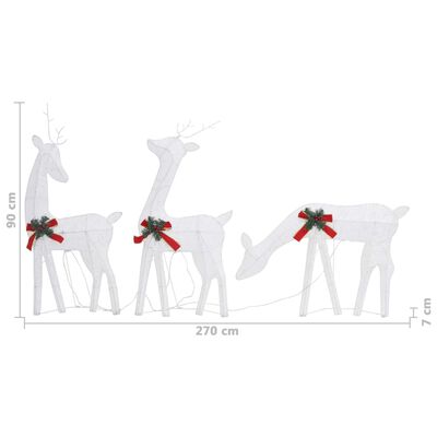 vidaXL Rendierfamilie Kerstmis koudwit 270x7x90 cm mesh wit