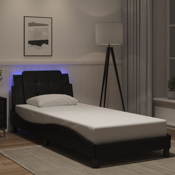 vidaXL Bedframe met LED zonder matras "Zadar" zwart 80x200 cm
