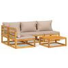 vidaXL 5-delige Loungeset met taupe kussens massief hout