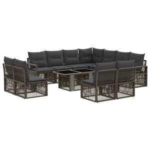 vidaXL Tuinbankenset 12 st Grijs en Donkergrijs poly rattan