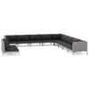 vidaXL 11-delige Loungeset met kussens poly rattan donkergrijs