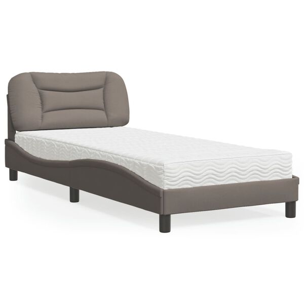 vidaXL Bed met matras "Hvar" stof taupe 90x190 cm