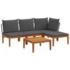 vidaXL 5 st Tuin Loungeset met Kussens Massief acaciahout & touw