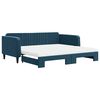 vidaXL Slaapbank onderschuifbed en matrassen 100x200 cm fluweel blauw