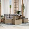 vidaXL 6-delige Loungeset met kussens poly rattan beige
