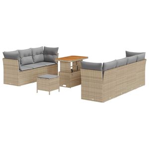 vidaXL Tuin Sofa Set 10 pcs Beige poly rattan
