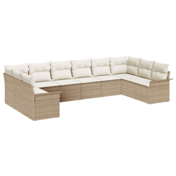 vidaXL Tuin Sofa Set met opslag 10 pcs Beige poly rattan