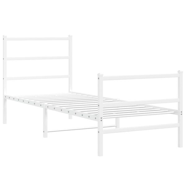 vidaXL Bedframe met hoofd- en voeteneinde metaal wit 80x200 cm
