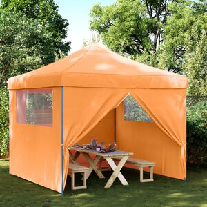 vidaXL Partytent inklapbaar pop-up met 4 zijwanden oranje