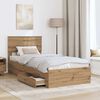 vidaXL Bedframe met hoofdeinde Artisan Eiken 90 x 190 cm Bewerkt hout