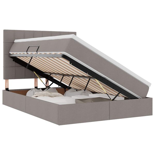 vidaXL Opbergbed met LED met matras Taupe 140 x 200 cm Polyester