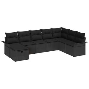 vidaXL Tuin Sofa Set met kussen met opslag 8 pcs Zwart poly rattan