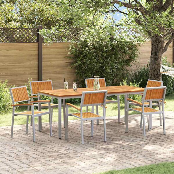 vidaXL Tuin Eetset 7 pcs Grijs en bruin 200 x 90 x 75 cm