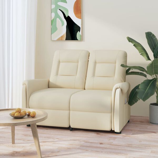 vidaXL Massagestoel 2-zits verstelbaar kunstleer cr&egrave;mekleurig