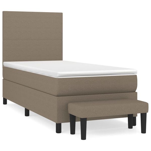 vidaXL Boxspring met matras stof taupe 100x200 cm