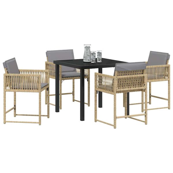 vidaXL Tuin eettafelset 5 pcs Beige poly rattan