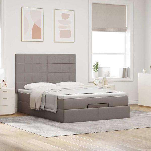 vidaXL Ottoman bed met matras en LED's 140x190cm stof taupe