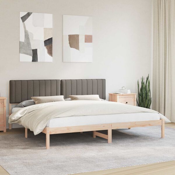 vidaXL Bedframe met Gevoerd Hoofdgedeelte Taupe 200 x 200 cm