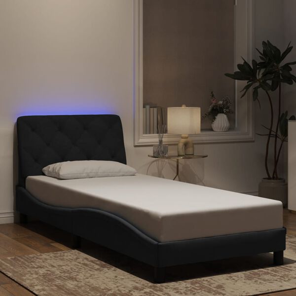 vidaXL Bedframe met LED zonder matras fluweel zwart 80x200 cm