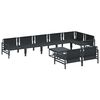 vidaXL Tuinbankenset met kussen 9 pcs Zwart Staal