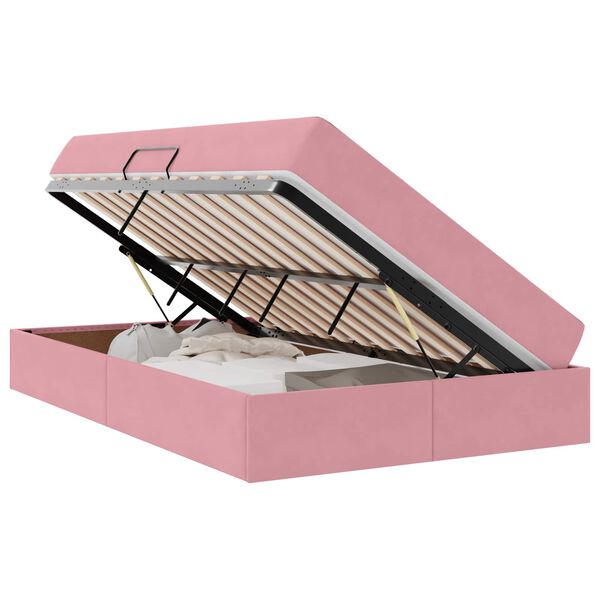 vidaXL Opbergbed met matras met matras Roze 120 x 200 cm Fluweel